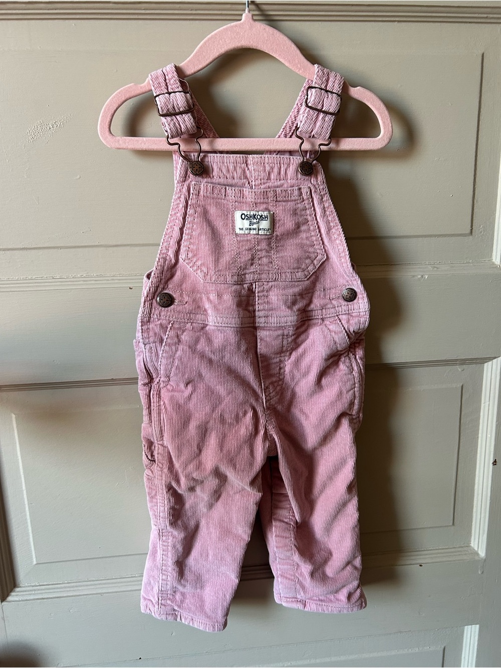 Oshkosh B’Gosh lined pink corduroy overalls - 12m